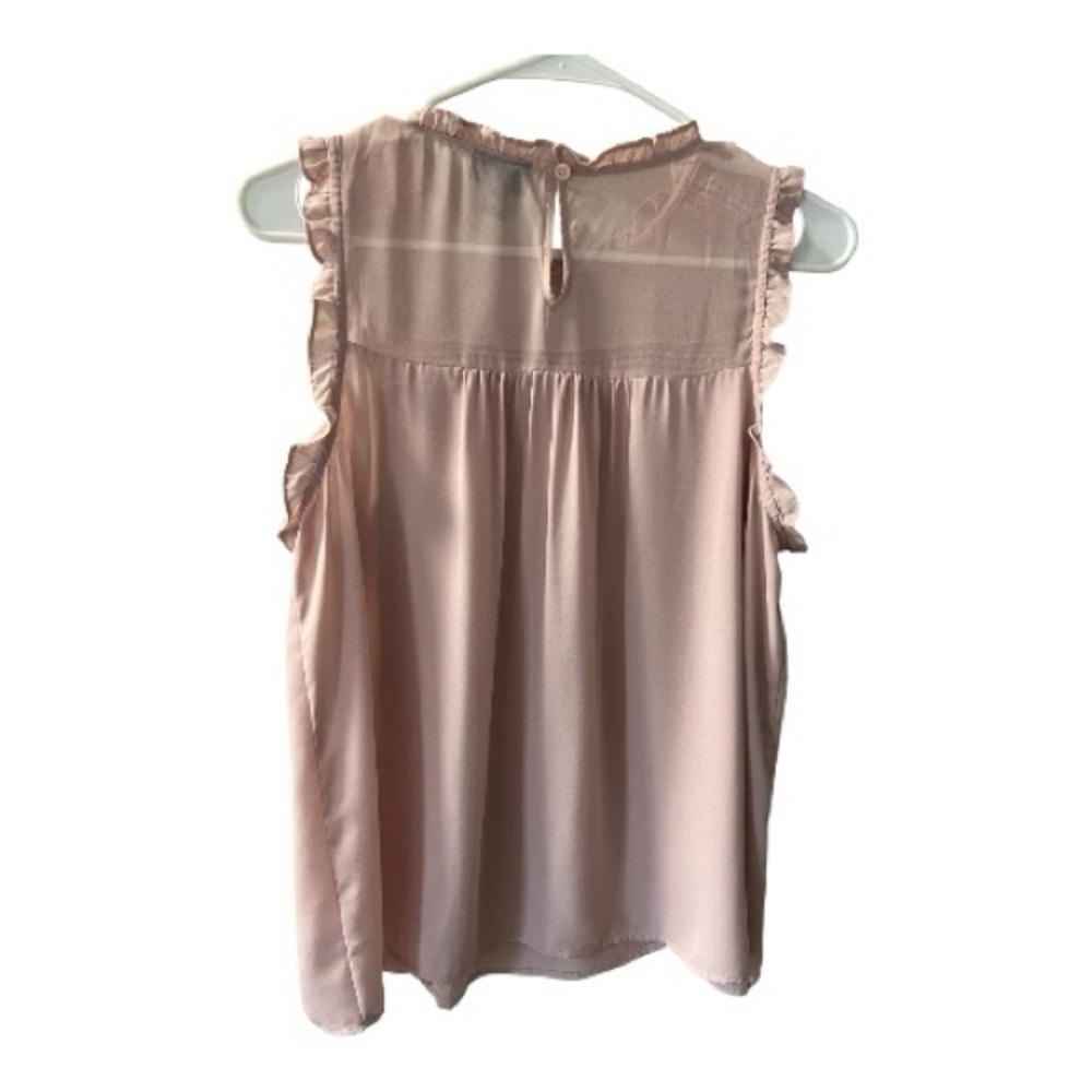 a.n.a Light Pink Ruffled Sleeveless Sheer Blouse size M women - Picture 4 of 8